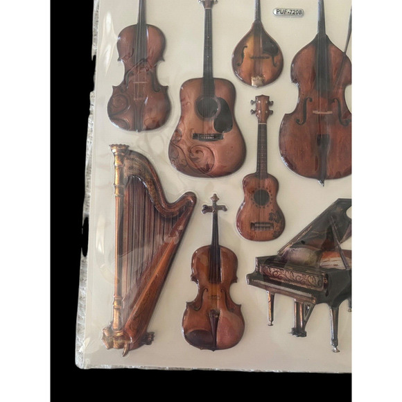 Crafters Square Puffy Stickers Set Lot 3 Pks Vintage Cameras Music Instruments - Picture 14 of 16